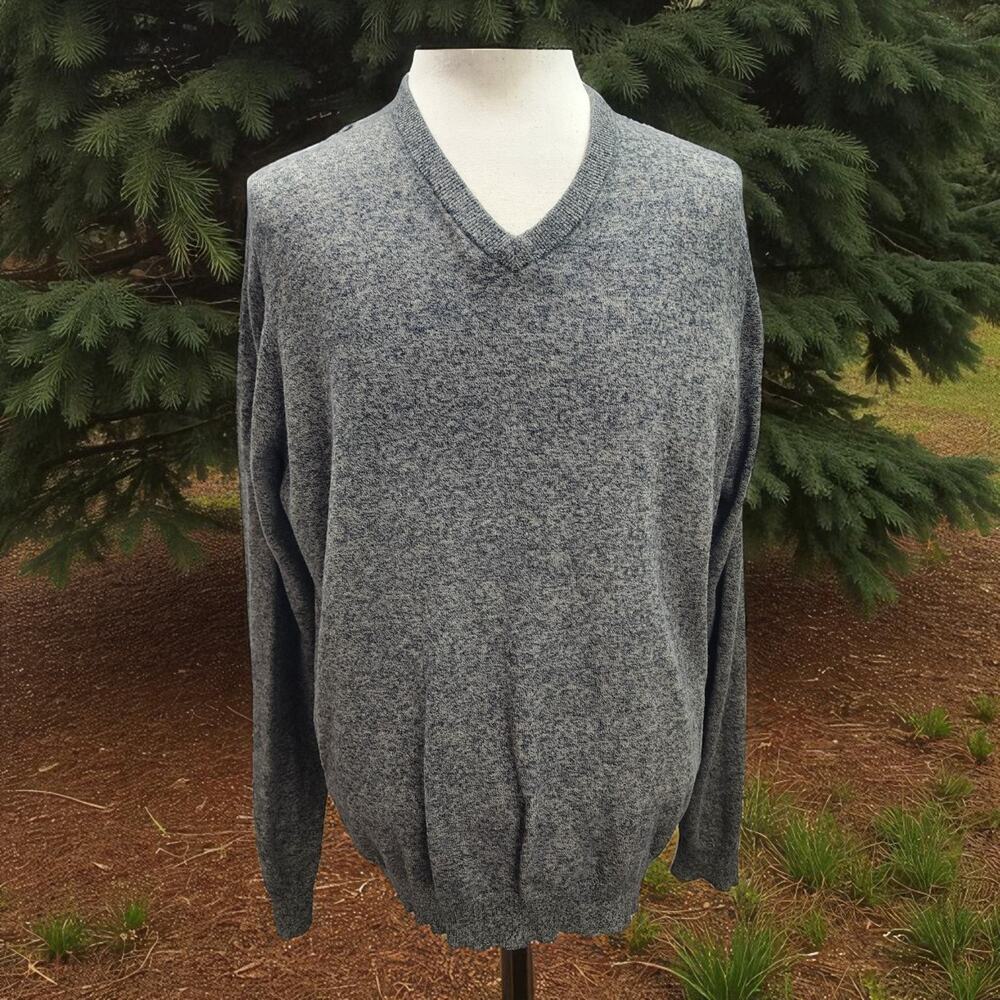 Nordstrom Cashmere Blend Sweater Men’s XL Black V Neck Lightweight Pullover Dad - Picture 2 of 11